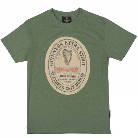 Guinness Beer Gaelic Label Heather T-Shirt - Green